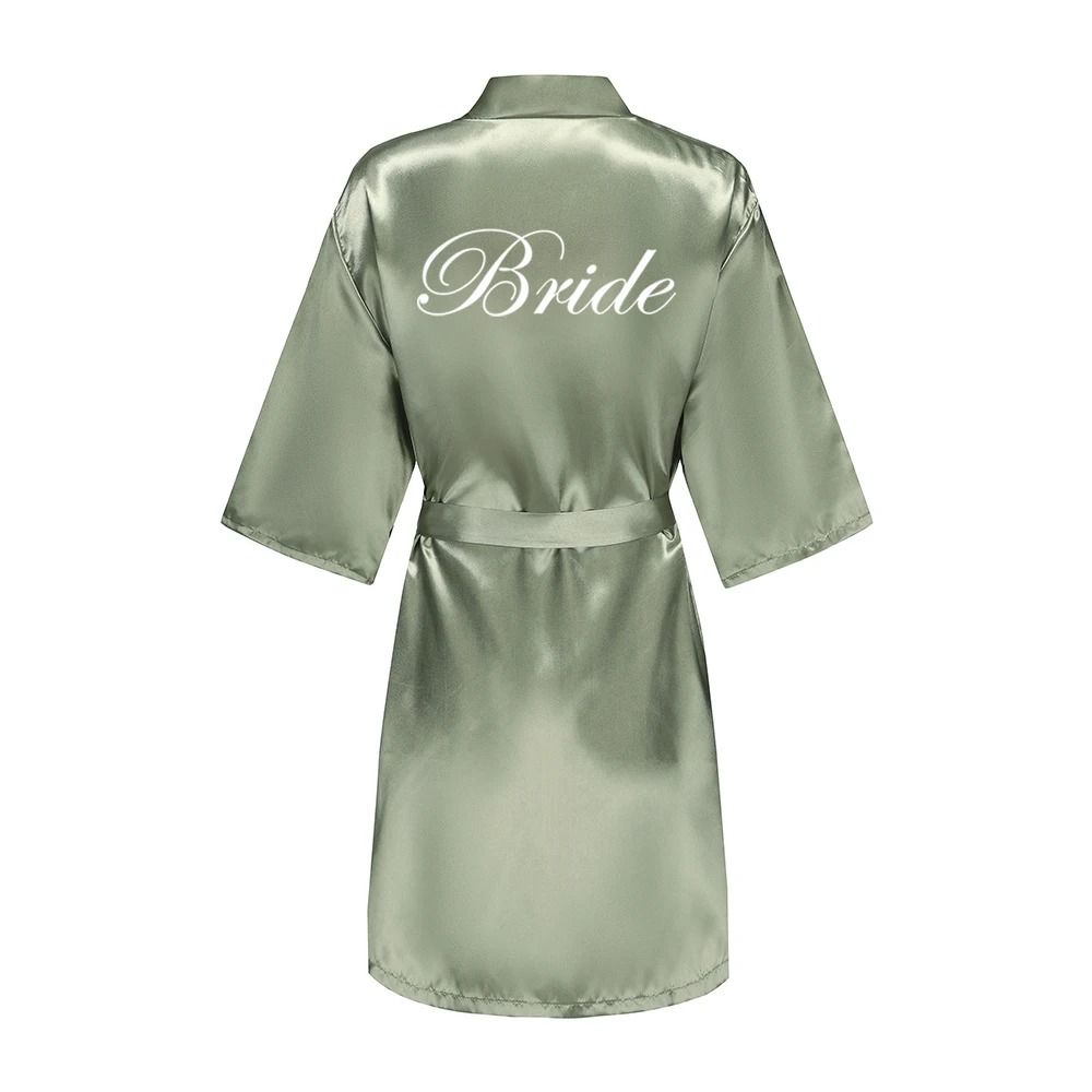 Women's Grass Green Bride and Bridesmaid Satin Robes