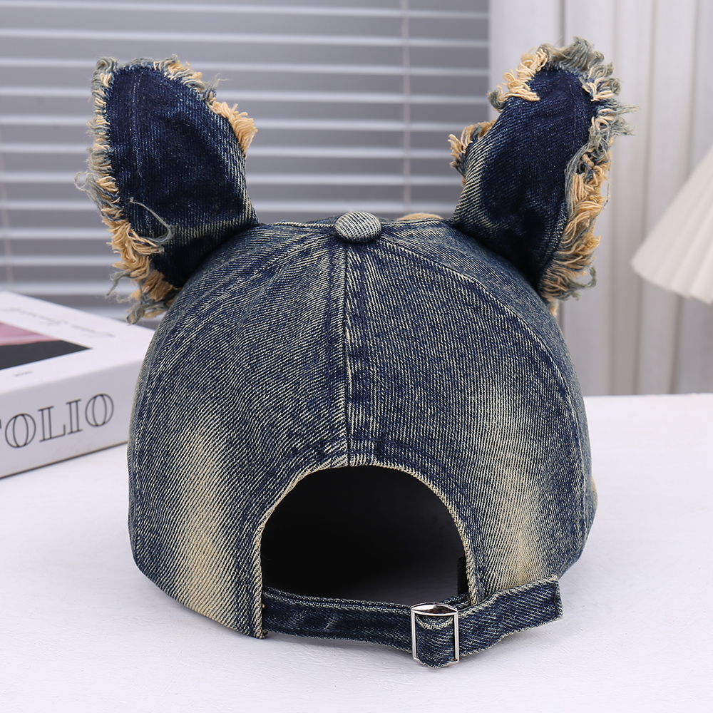 Adjustable Size 3D Ear Decoration Baseball Cap, Unisex Fashionable Hole Design, Trendy Versatile Sun Protection Cap