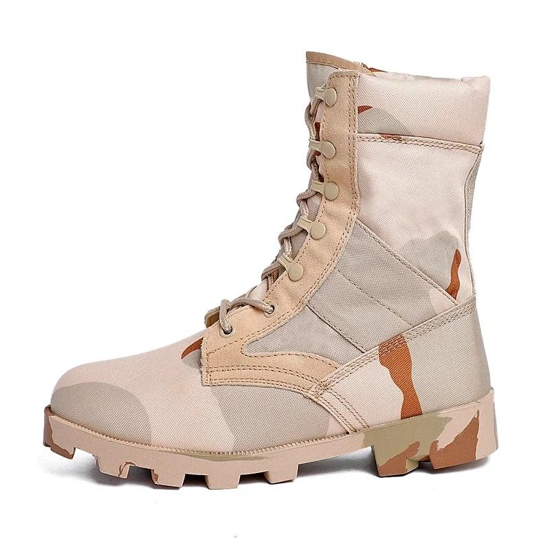 Mens Lace Up Waterproof Canvas Tactical Combat Desert Ankle Boots