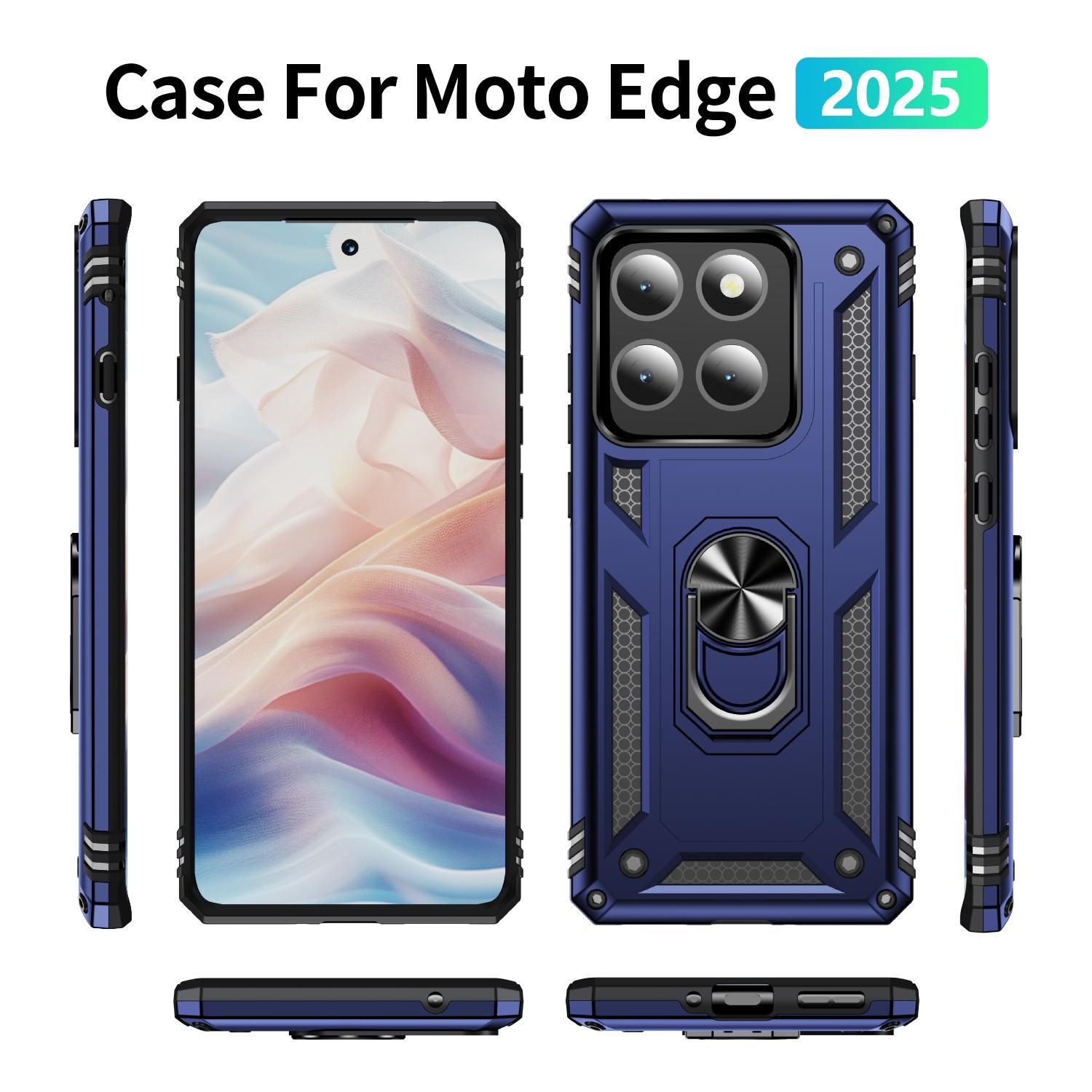 Motorola Edge Shockproof TPU PC Case with Integrated Ring Holder, Heavy Duty Protection