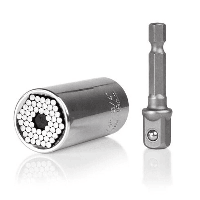 Universal Socket Wrench with Power Drill Adapter Grip Socket Set