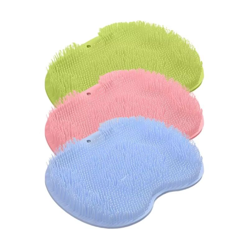 Wall Mounted Silicone Shower Scrubber Massage Pad Foot and Back Cleaning Mat