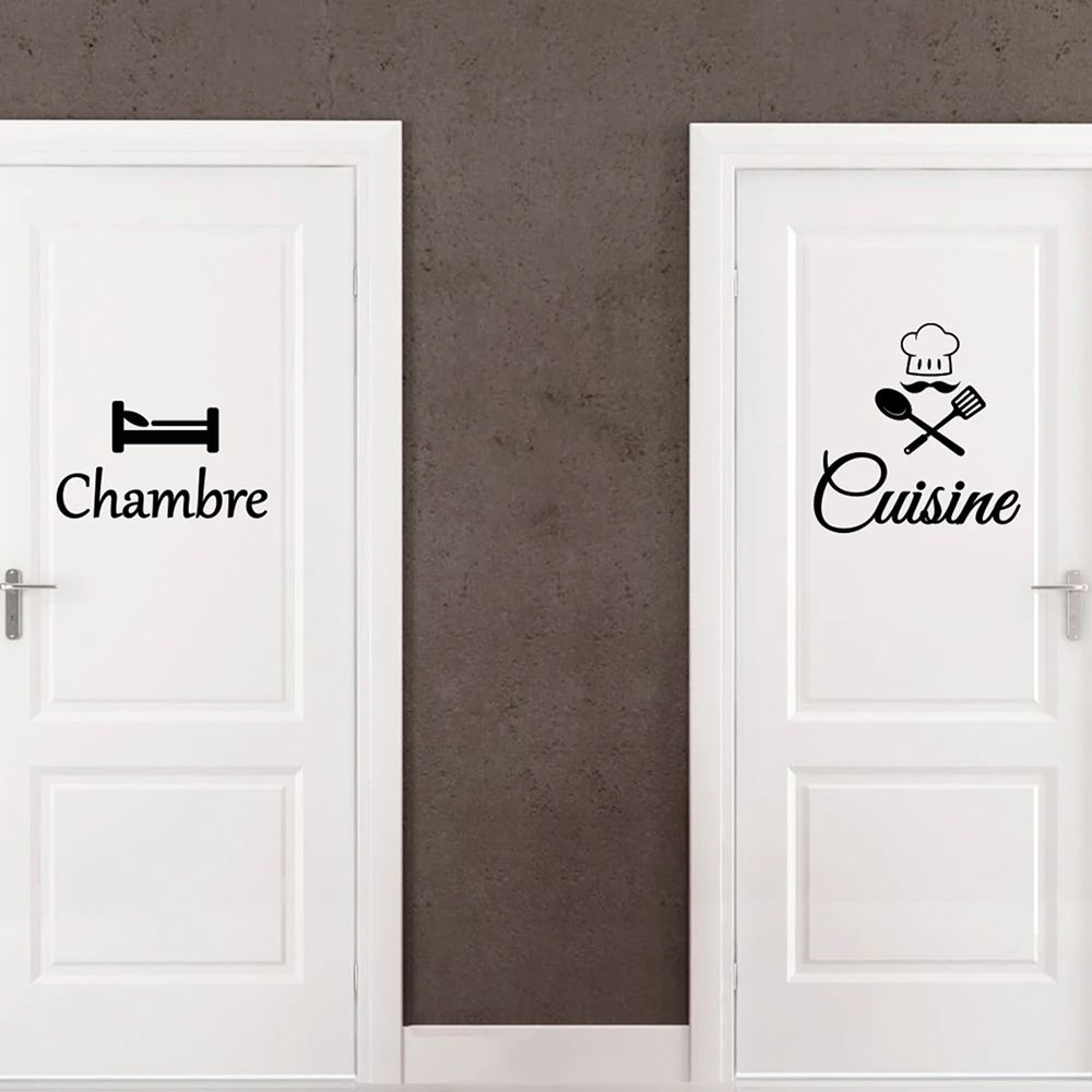 French Kitchen Door Sticker Cuisine Wall Decal Chef Door Decor