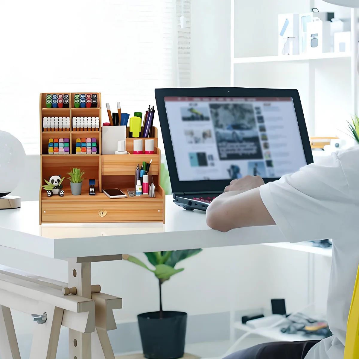 Wooden Multifunction Pen and Stationery Storage Box