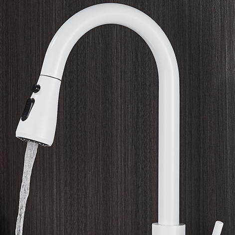Kitchen Sink Mixer Tap Stream, Flexible Pull Out Nozzle, Black Hot Cold Water Taps, Sprayer Head Deck