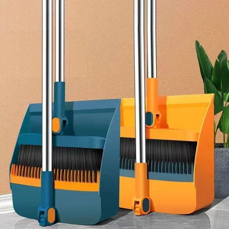Foldable Broom and Dustpan Set, Stand-Up broom and dustpan set for Fast Everyday Sweeping