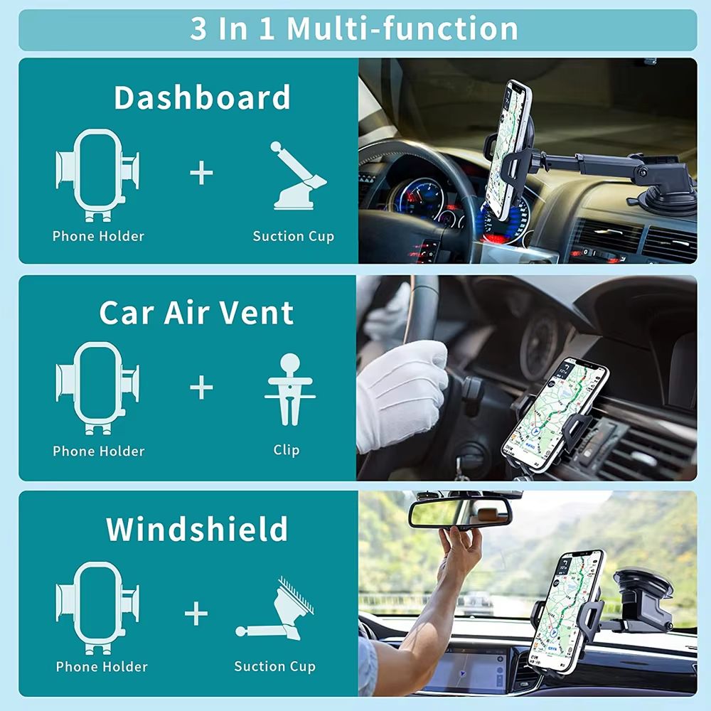 Car Phone Mount with Long Arm Suction Cup – Universal Mobile Holder for iPhone, Huawei, Xiaomi, Redmi, Samsung