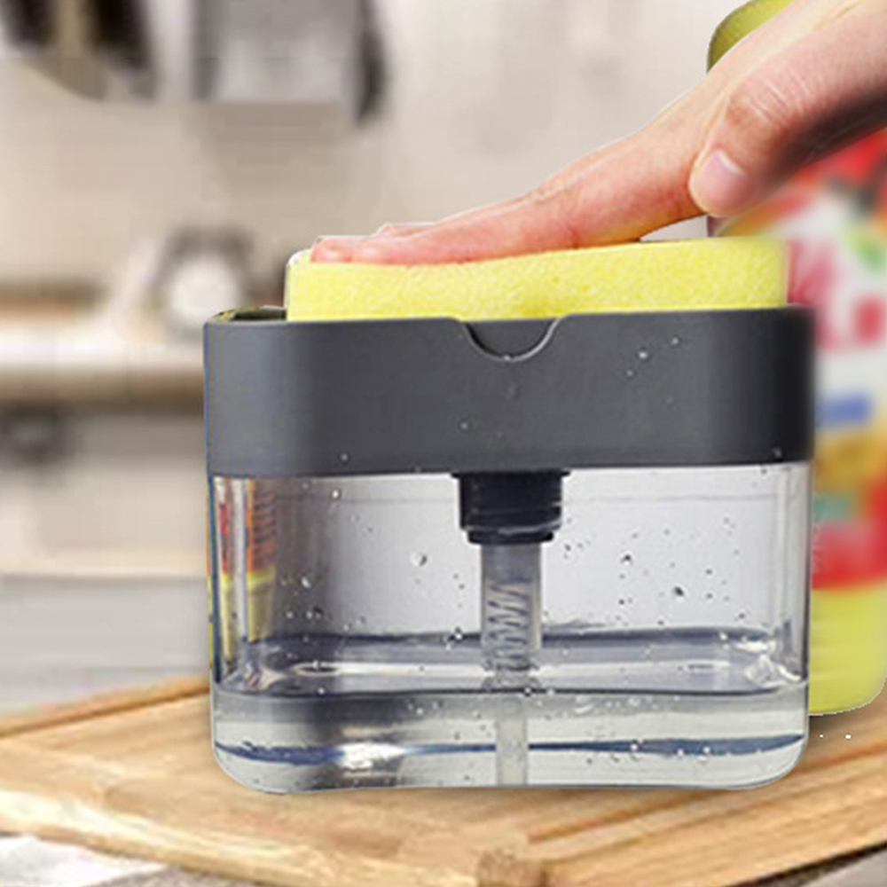 Durable Kitchen Soap Liquid Dispenser with Sponge Holder – Leak-proof & Easy Refill, Black