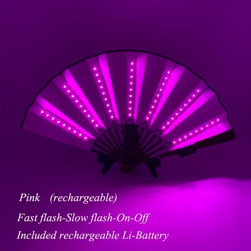 LED Folding Fan Light Up Hand Fan Glowing Party Festival Fan