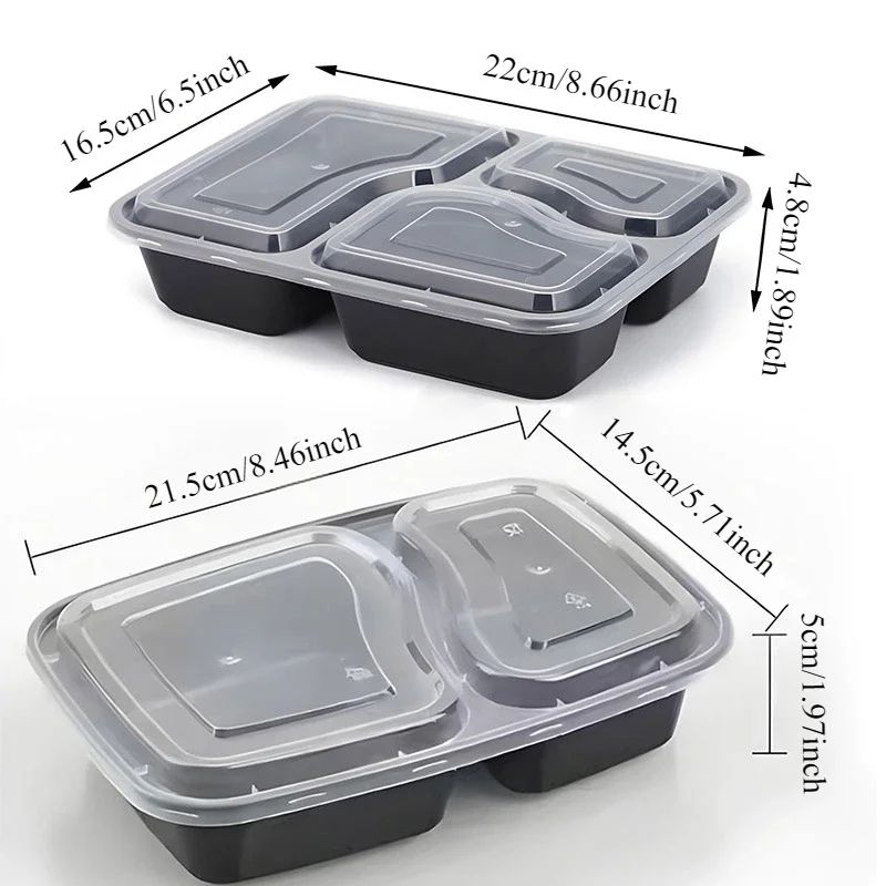 10 Sets Disposable Food Storage Containers with Lids – Microwave-Safe Stackable Kitchen & Refrigerator Boxes