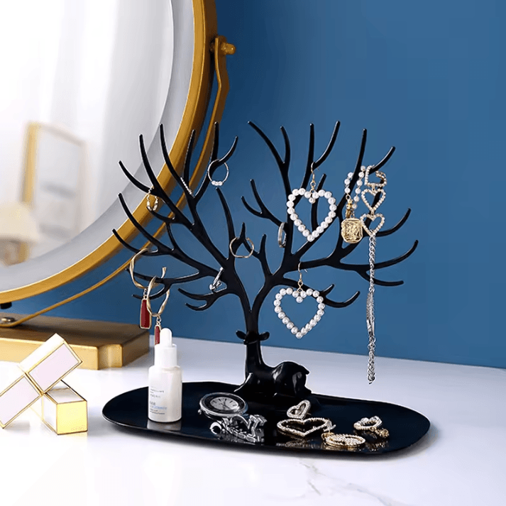 Jewelry Organizer Stand Tree with Tray Multi Storage Holder for Earrings Necklaces Rings
