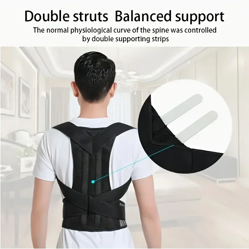 Invisible Back Posture Corrector for Men, Spine Alignment & Rounded Shoulder Support Belt
