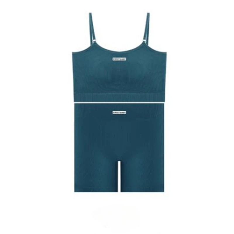 Women Seamless Yoga Wear Set with Halter Vest and Pants