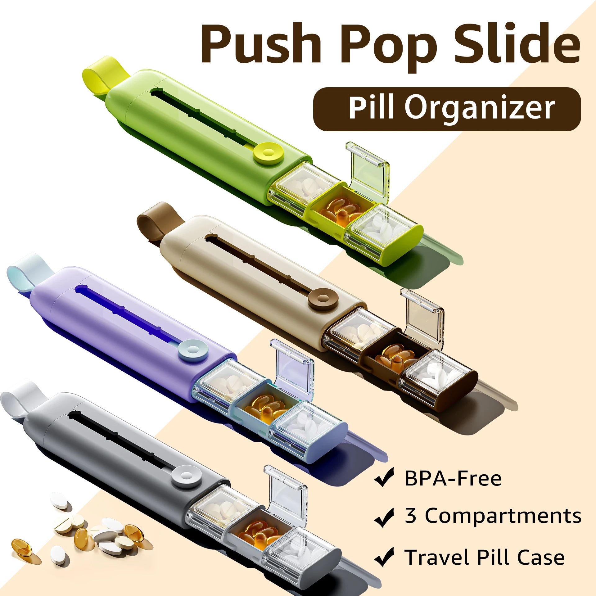 Push Pop Travel Pill Organizer