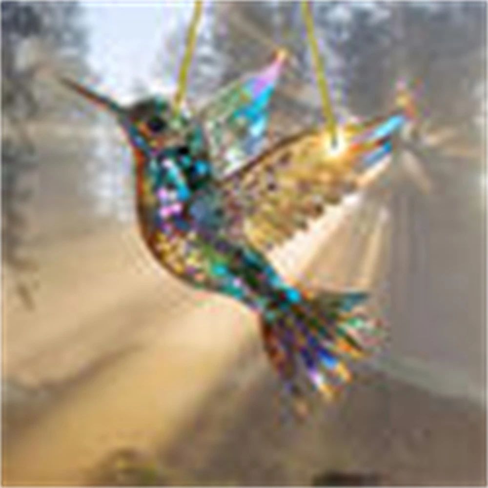 Acrylic Bird and Flower Hanging Ornament Window Car Decor