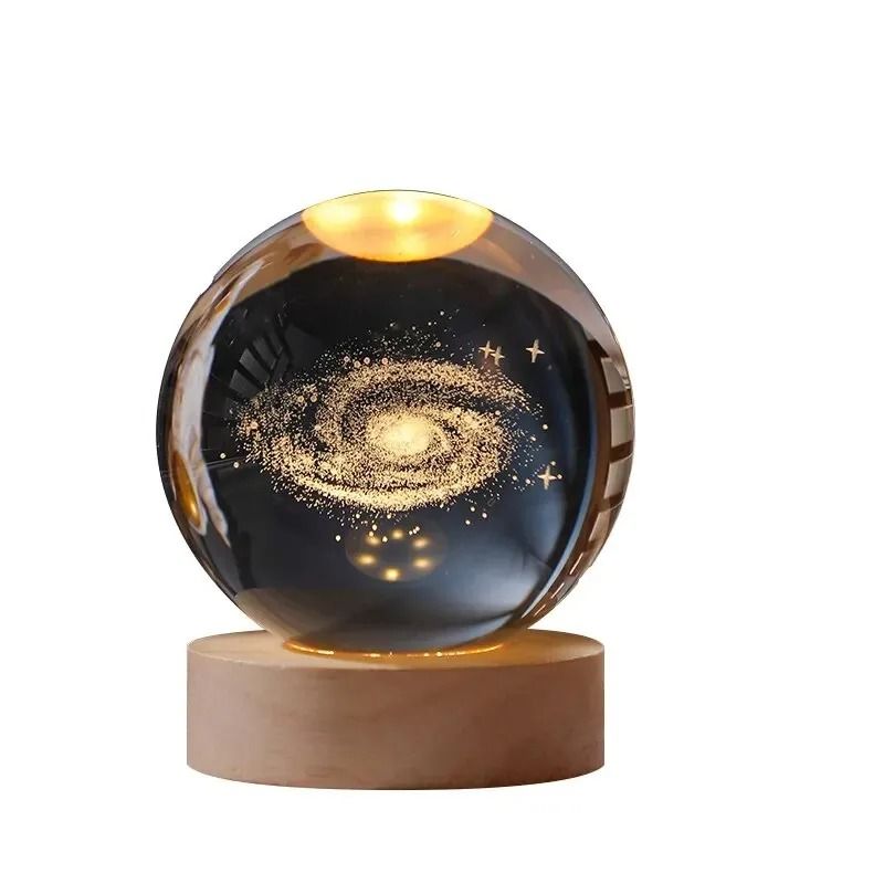 3D Crystal Planet Night Light Laser Engraved Solar System Globe