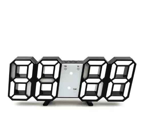 3D LED Digital Wall Clock – Alarm Clock with Time, Date & Temperature Display