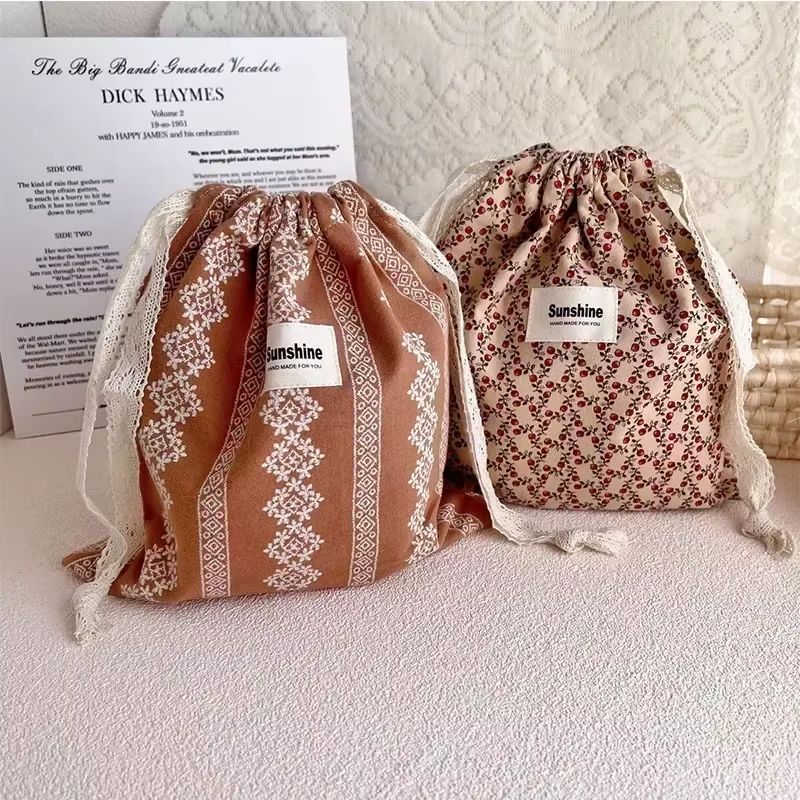 Floral Print Cotton Mommy Diaper Bag with Stroller Carry Pack
