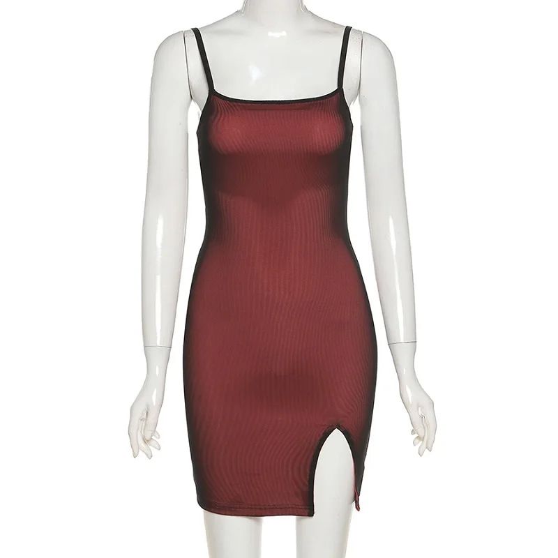 Women's Sexy Mesh Double-Layer Split Mini Dress – Slim Fit Suspender Summer Party Dress