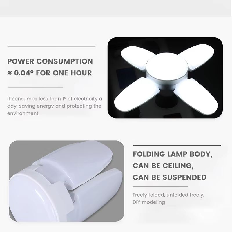 Four Leaf Folding LED Garage Ceiling Light Bulb