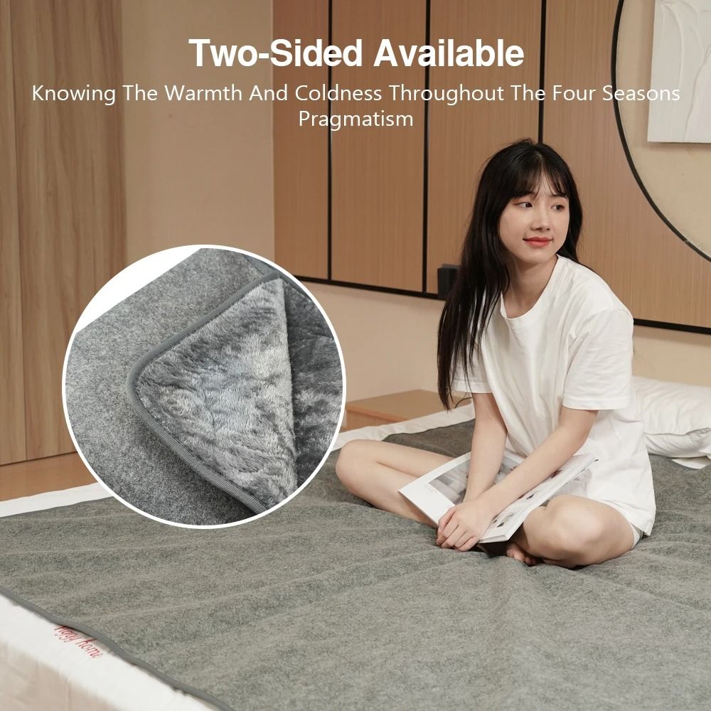 USB Electric Heating Blanket Plush Adjustable Heating Pad with Temperature Control and Timer