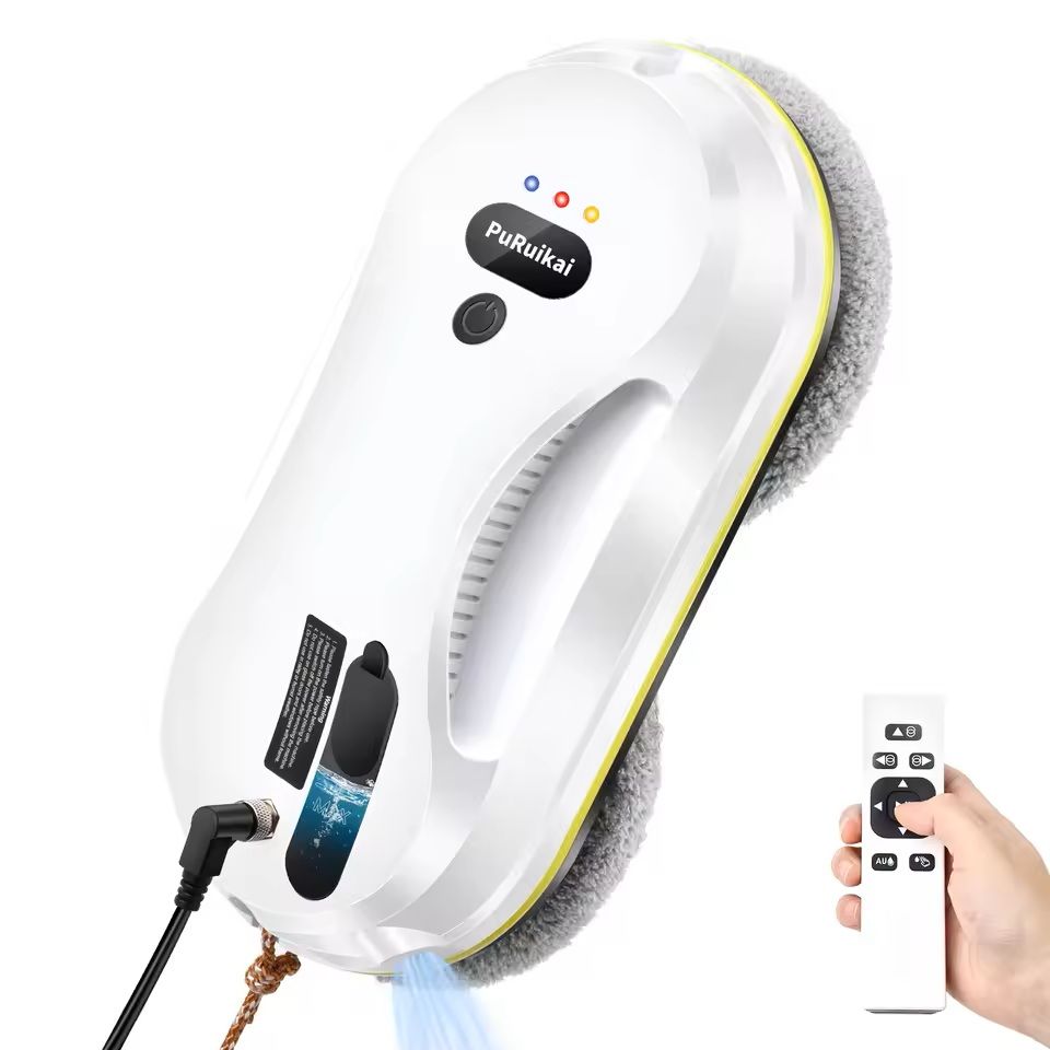 Automatic Window Cleaning Robot with Water Spray and Remote Control