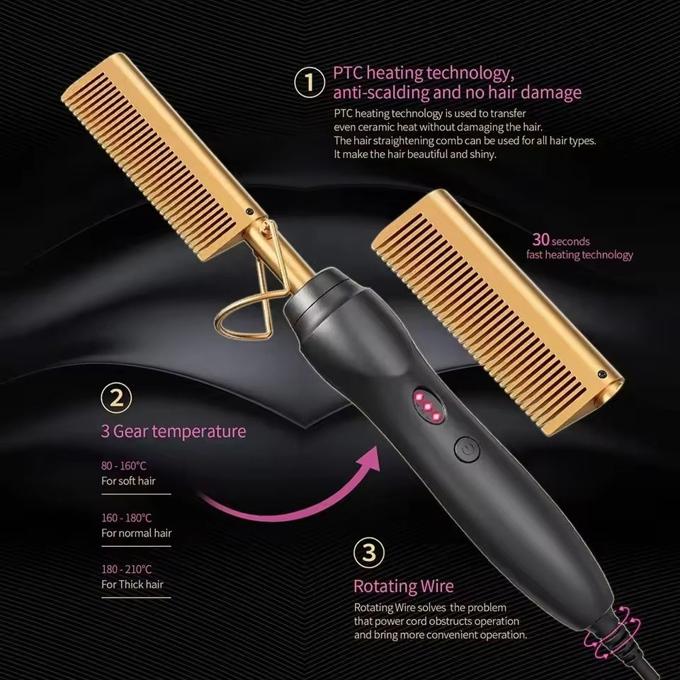 Ceramic Hot Comb Hair Straightener for Hair Beards and Wigs