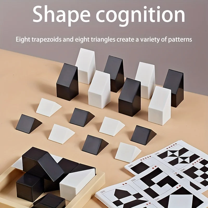 Children's Intelligent Puzzle Toys Level Parent-Child Interactive Tabletop Game Black and White Hidden Building Block