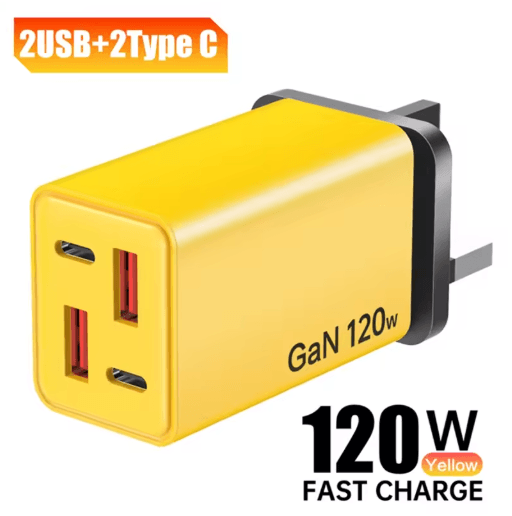120W 4 Port USB-C Fast Wall Charger with Data Cable