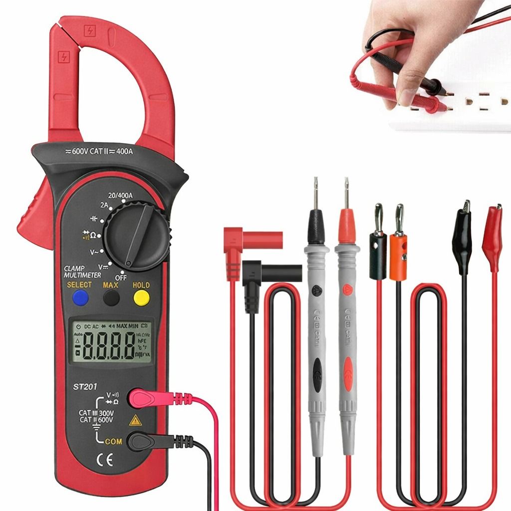 Digital Clamp Meter, Handheld True RMS Multimeter, AC Volt Amp, Ohm Cap Tester