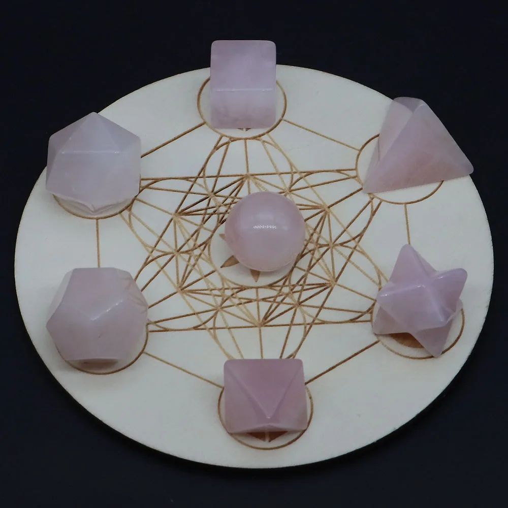 7 Piece Sacred Geometry Crystal Set Platonic Solids