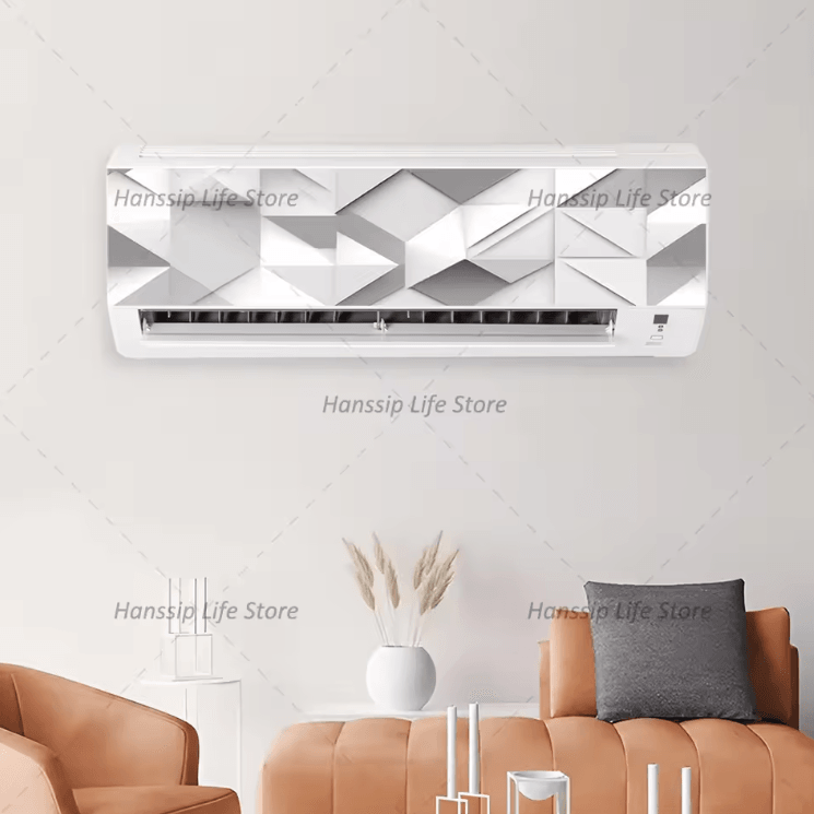 3D Geometric Air Conditioner Sticker Modern AC Panel Wall Decal Abstract Home Decor