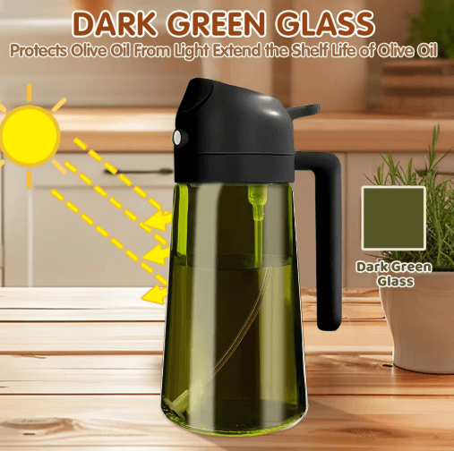 470ML Dark Glass 2-in-1 Olive Oil Sprayer & Dispenser Bottle