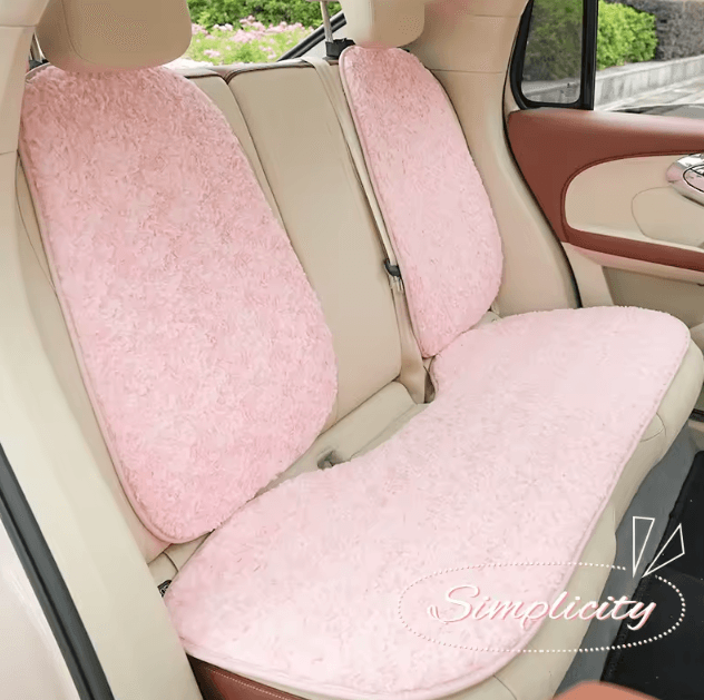RoseWarm Plush Car Seat Cushion – Universal Warm Pink Autumn & Winter Comfort Pad