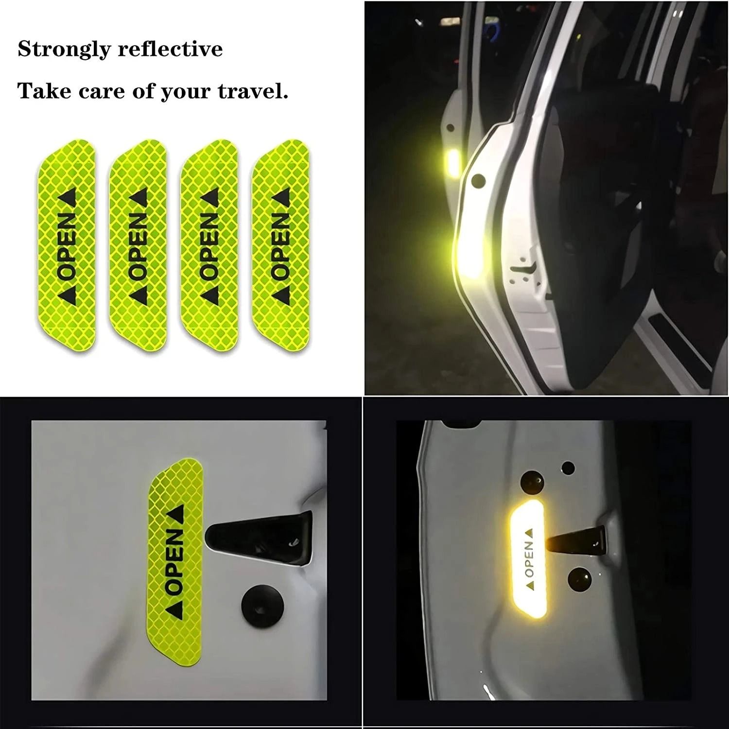 4-Piece High-Intensity Fluorescent Reflective Safety Strip Set