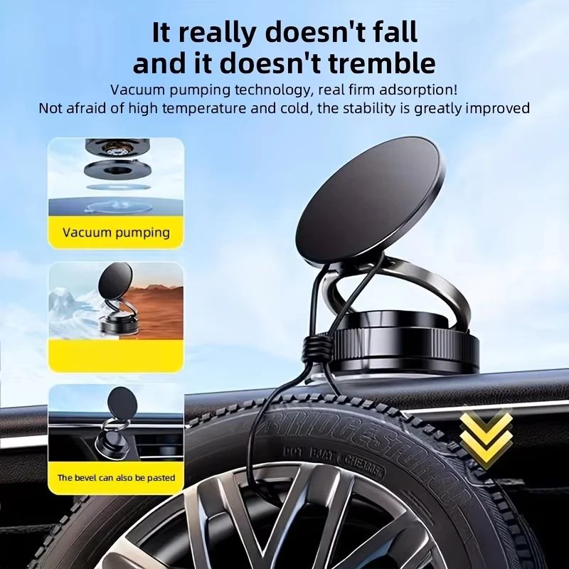 360 Degree Magnetic Car Phone Holder with Vacuum Suction Mount