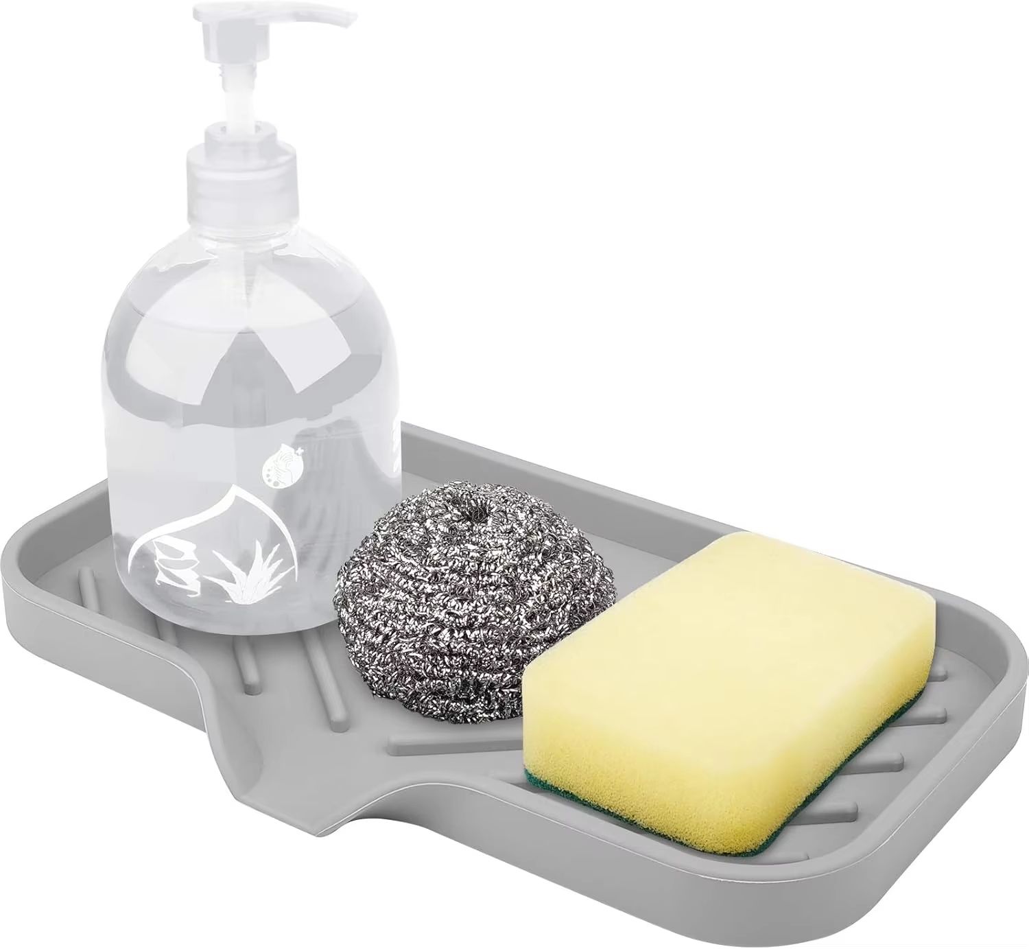 Premium Silicone Sink Soap & Sponge Tray – Self-Draining Counter Caddy for Kitchen or Bathroom
