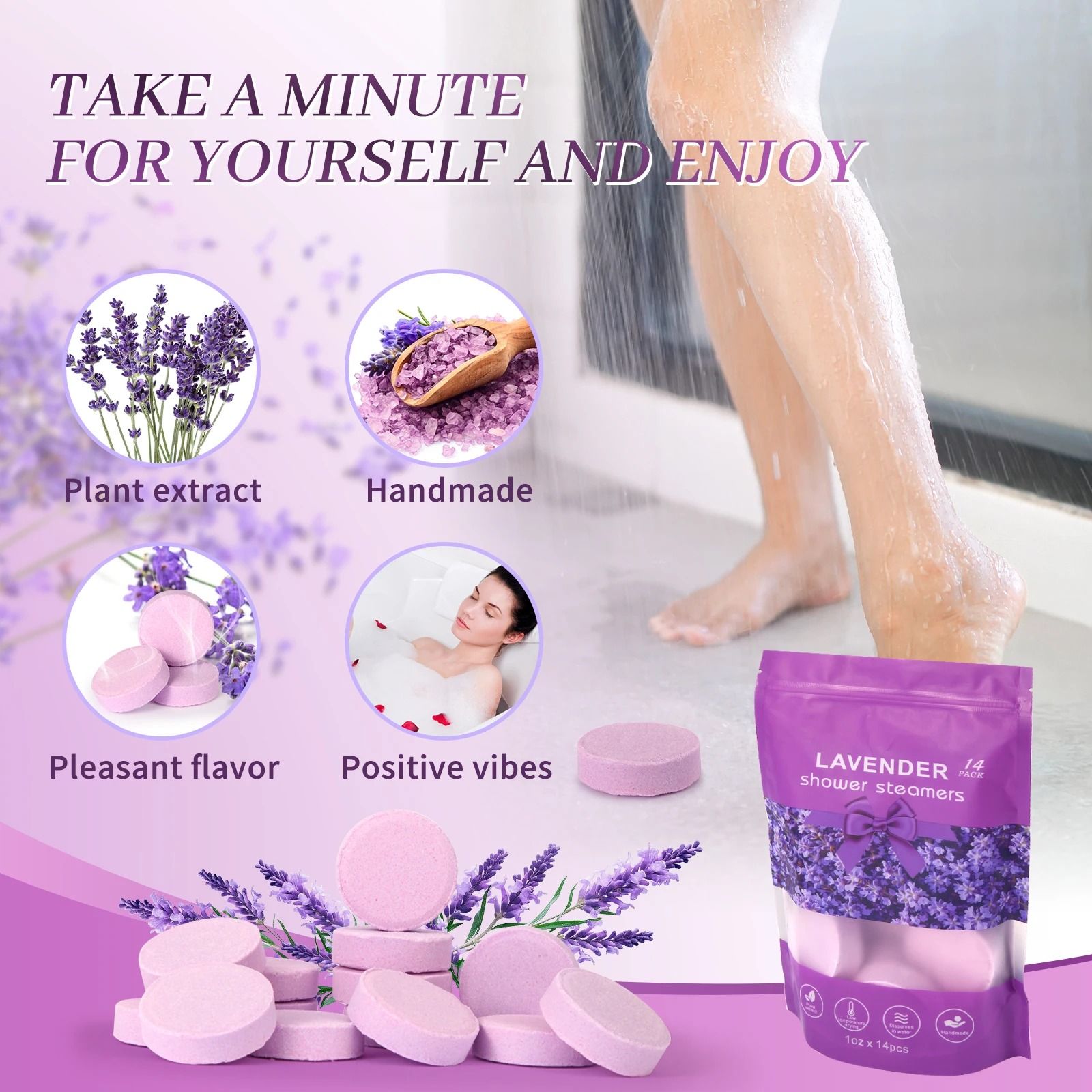 CalmMist Lavender Shower Steamers Essential Oil Shower Bombs