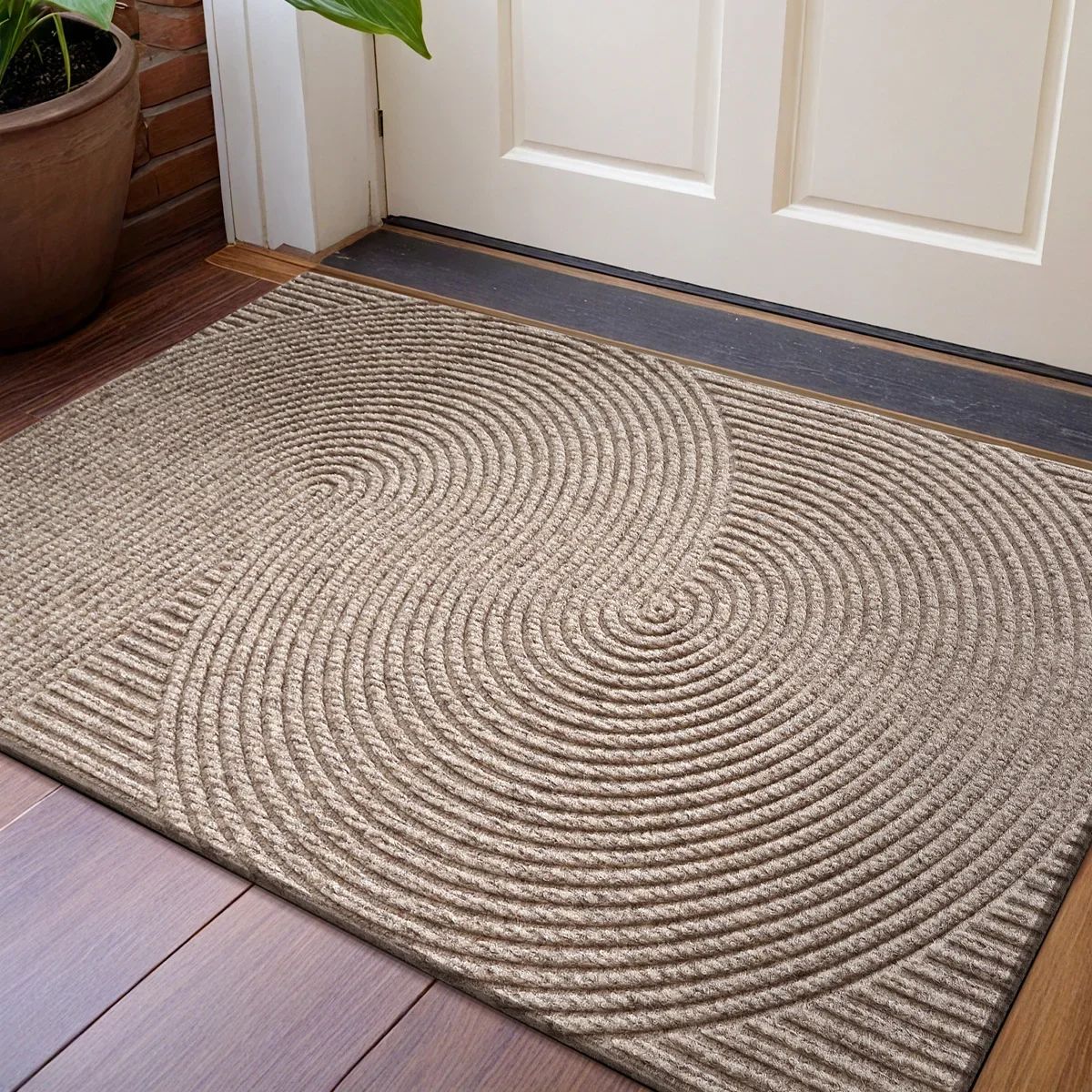 3D Groove Outdoor Doormat – Non-Slip Dirt Trap Front Door Rug