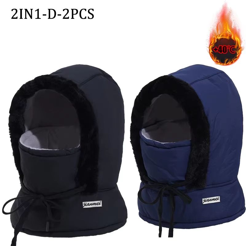 Thermal 3 in 1 Hooded Scarf Hat with Plush Neck Warmer