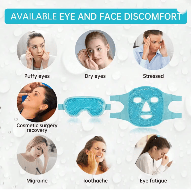 CoolEase Gel Cooling Face and Eye Mask Hot Cold Compress Pack