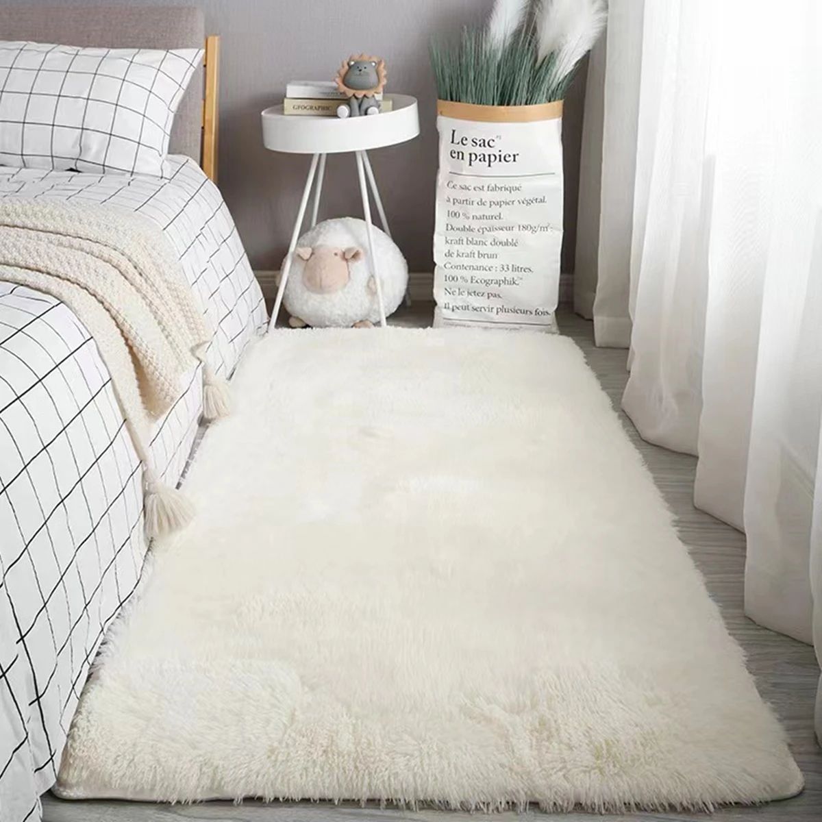 Ultra Soft Fluffy Area Rug – Non-Slip Shaggy Bedroom & Living Room Carpet