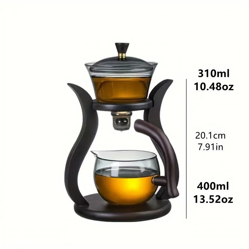 Glass Tea Set Semi Automatic Drip Teapot with Infuser and Teacups