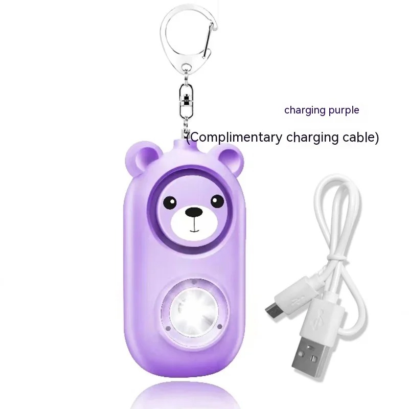 Bear Style Emergency Alarms, Security Alarm Keychain, Protective Devices Personal Siren Ring with LED Light