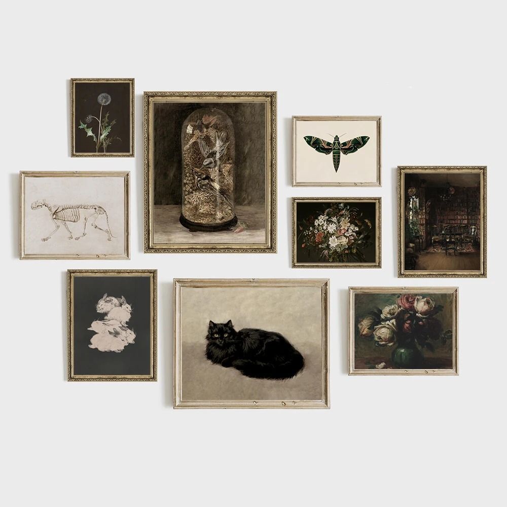 Moody Owl & Butterfly Canvas | Dark Academia Nature Art | Executive Library & Cottagecore Sanctuary Decor