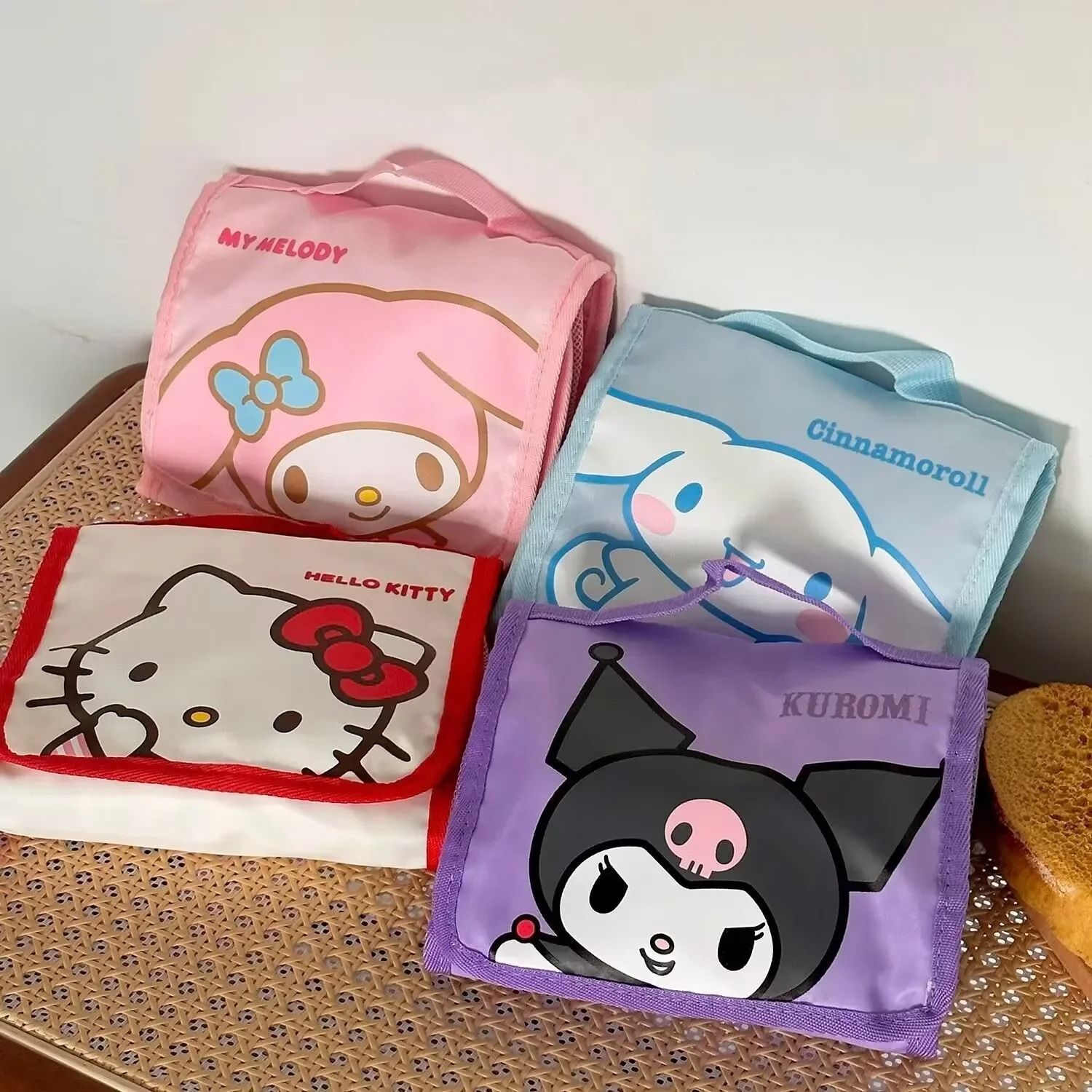 Large Capacity Kawaii Cartoon Makeup Bag Folding Travel Cosmetic Organizer