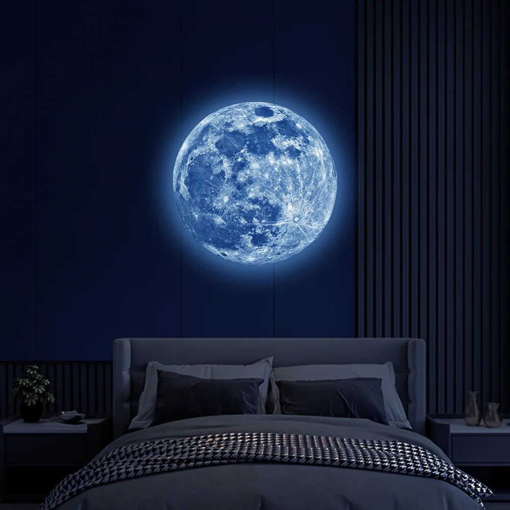 3D Glow in the Dark Moon Wall Sticker Luminous PVC Decal