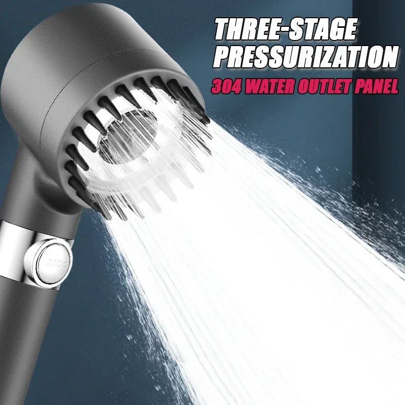 High Pressurized Filter Shower Head Adjustable Spray with Massage Brush Rain Faucet, Water Saving Bathroom Accessories