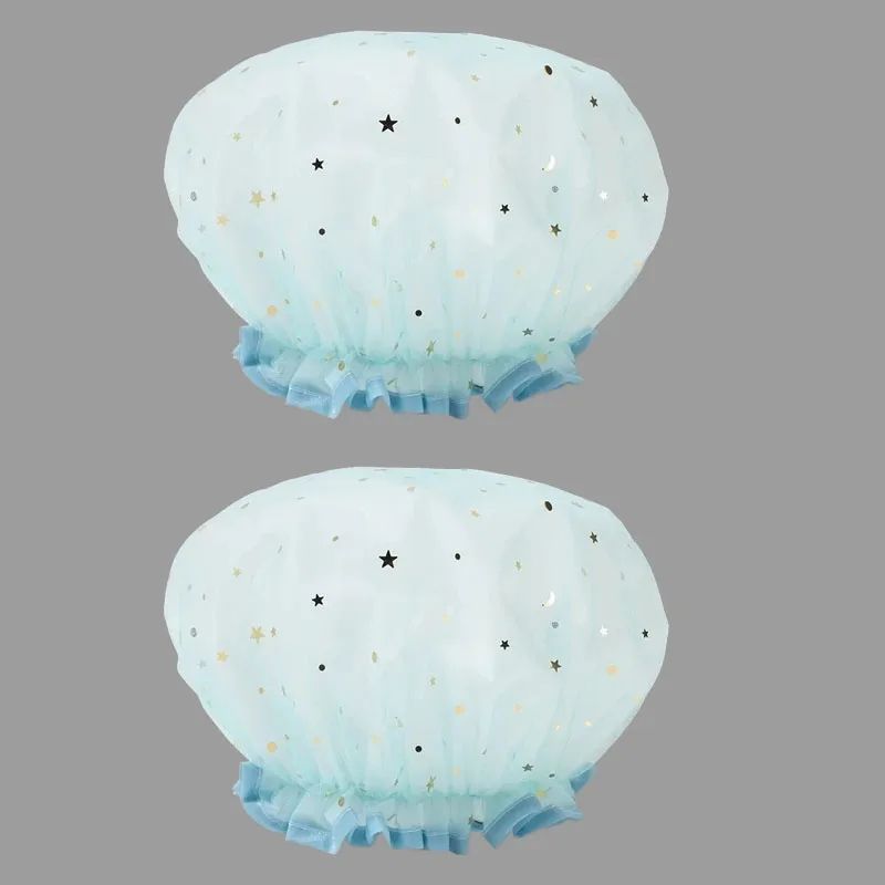 Waterproof Double Layer Shower Cap Set