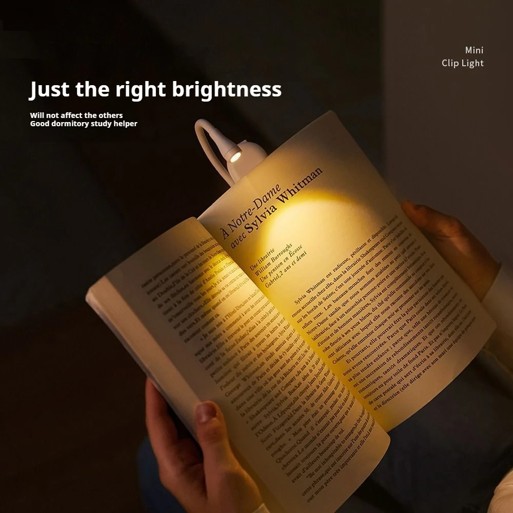 Rechargeable Clip LED Book Night Light, Adjustable, Flip Mini Eye Protection Lamp for Travel, Bedroom, Reading